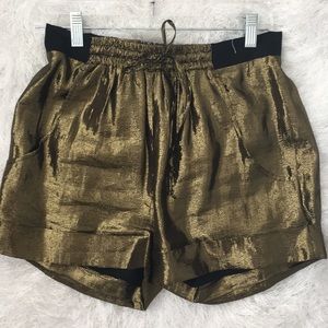 madison marcus metallic gold silk shorts small